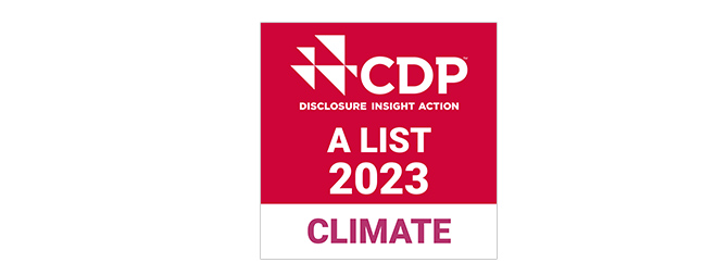 Recognized as an A-list company in the CDP climate change sector