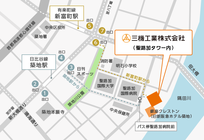 三機工業株式会社　本社アクセス 地図